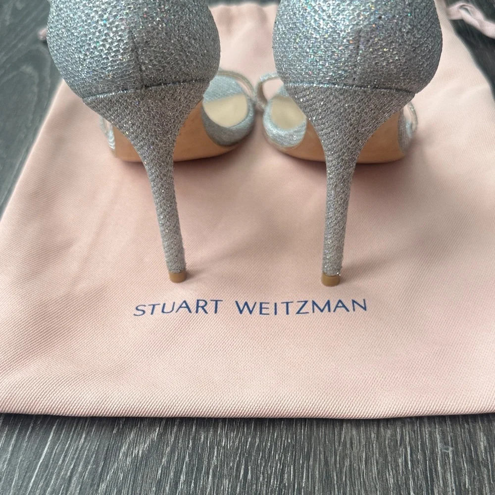 Stuart Weitzman Nudist Curve 75 Crystal Sandals Sz 5.5 - Picture 4 of 10